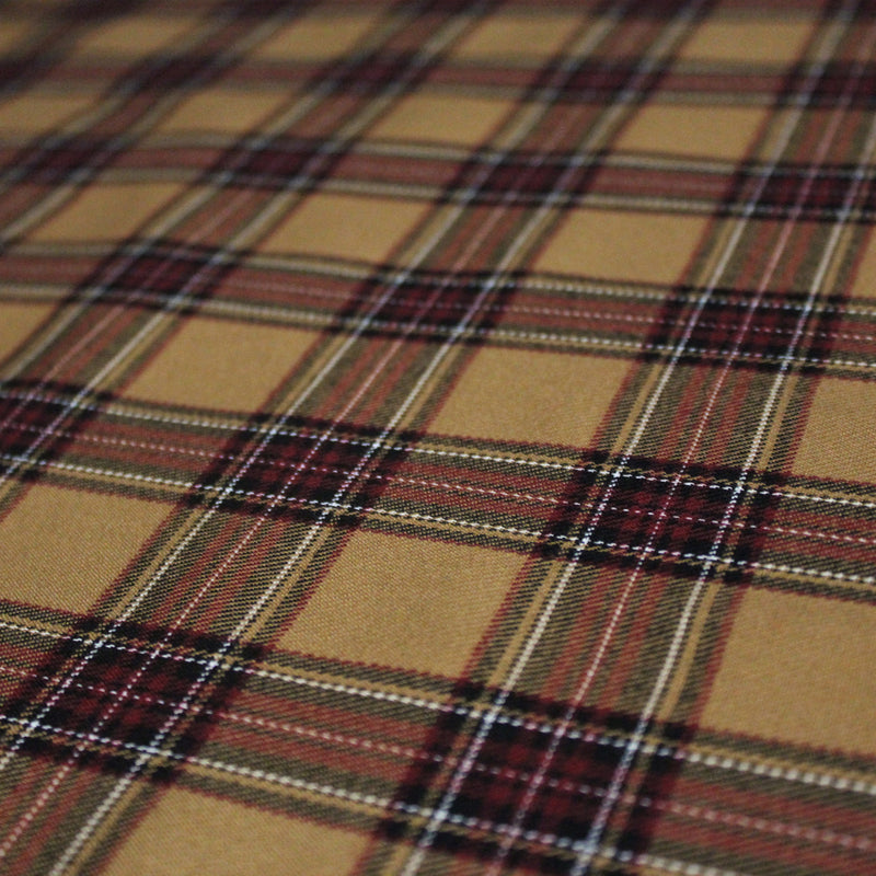 Tissu habillement Tartan carreaux motif traditionnel ocre, noir et bordeaux - OEKO - TEX® - tissuspipi.com