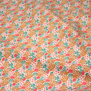 Tissu cotonnade fleuri SEVENTIES ocre rose vert - STANDARD 100 OEKO - TEX - tissuspipi.com