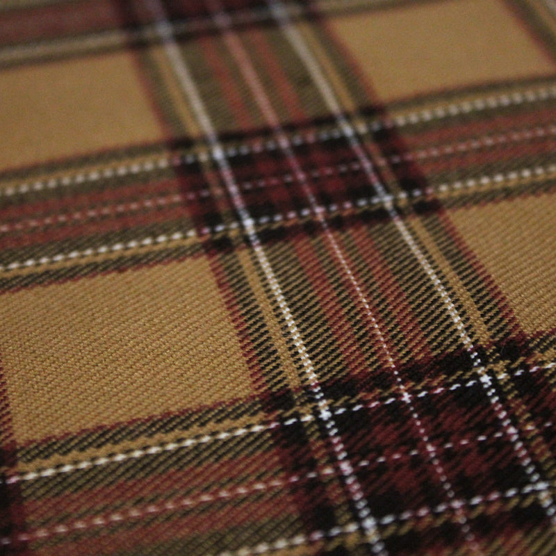 Tissu habillement Tartan carreaux motif traditionnel ocre, noir et bordeaux - OEKO - TEX® - tissuspipi.com
