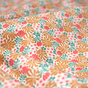Tissu cotonnade fleuri SEVENTIES ocre rose vert - STANDARD 100 OEKO - TEX - tissuspipi.com