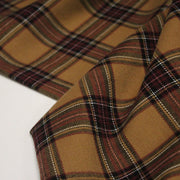 Tissu habillement Tartan carreaux motif traditionnel ocre, noir et bordeaux - OEKO - TEX® - tissuspipi.com
