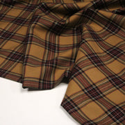 Tissu habillement Tartan carreaux motif traditionnel ocre, noir et bordeaux - OEKO - TEX® - tissuspipi.com