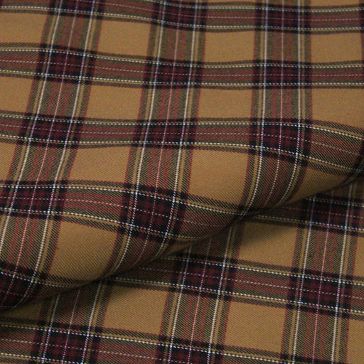 Tissu habillement Tartan carreaux motif traditionnel ocre, noir et bordeaux - OEKO - TEX® - tissuspipi.com