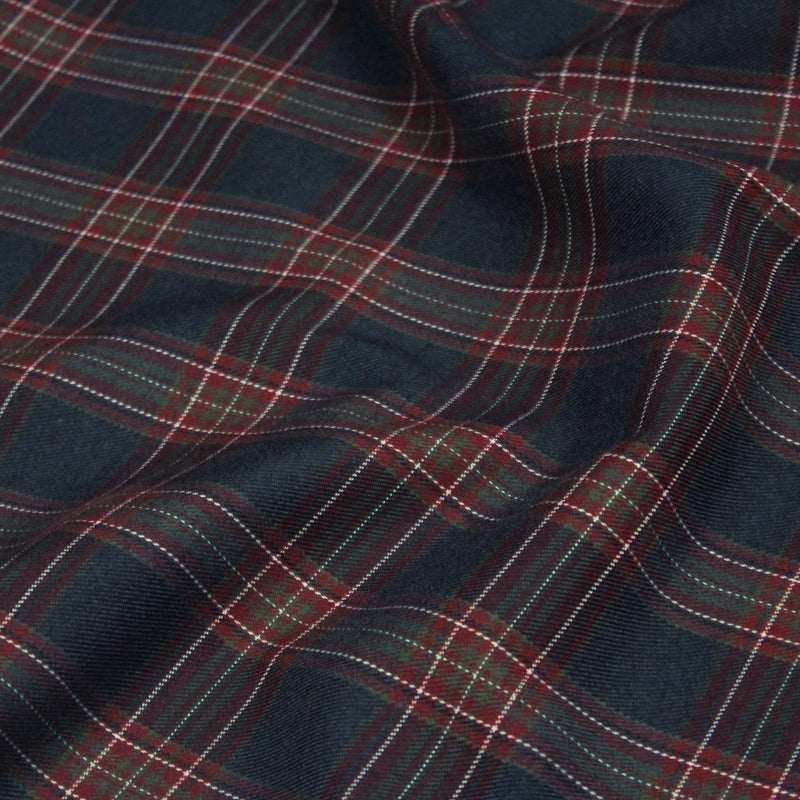 Tissu habillement Tartan carreaux motif traditionnel bleu marine et bordeaux - OEKO - TEX® - tissuspipi.com