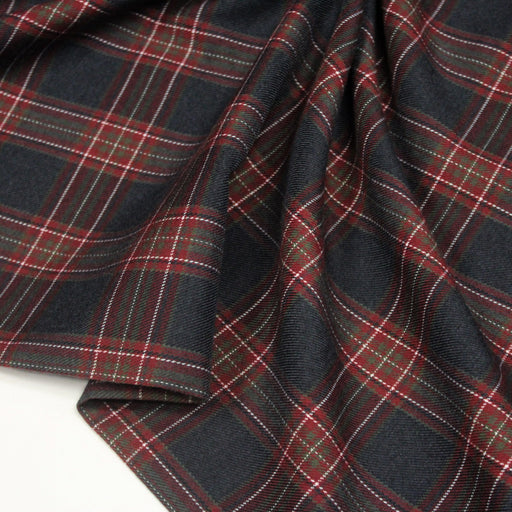 Tissu habillement Tartan carreaux motif traditionnel bleu marine et bordeaux - OEKO - TEX® - tissuspipi.com