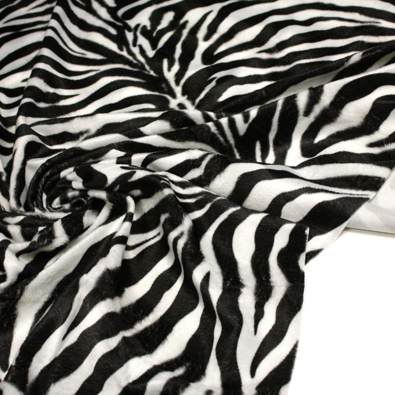 Tissu Velours imprimé motif ZEBRE : noir & blanc cassé - tissuspipi.com