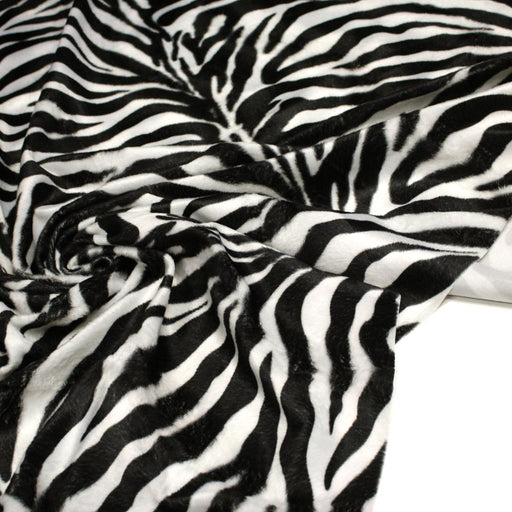 Tissu Velours imprimé motif ZEBRE : noir & blanc cassé - tissuspipi.com