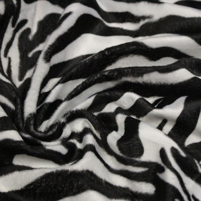 Tissu Velours imprimé motif ZEBRE : noir & blanc cassé - tissuspipi.com