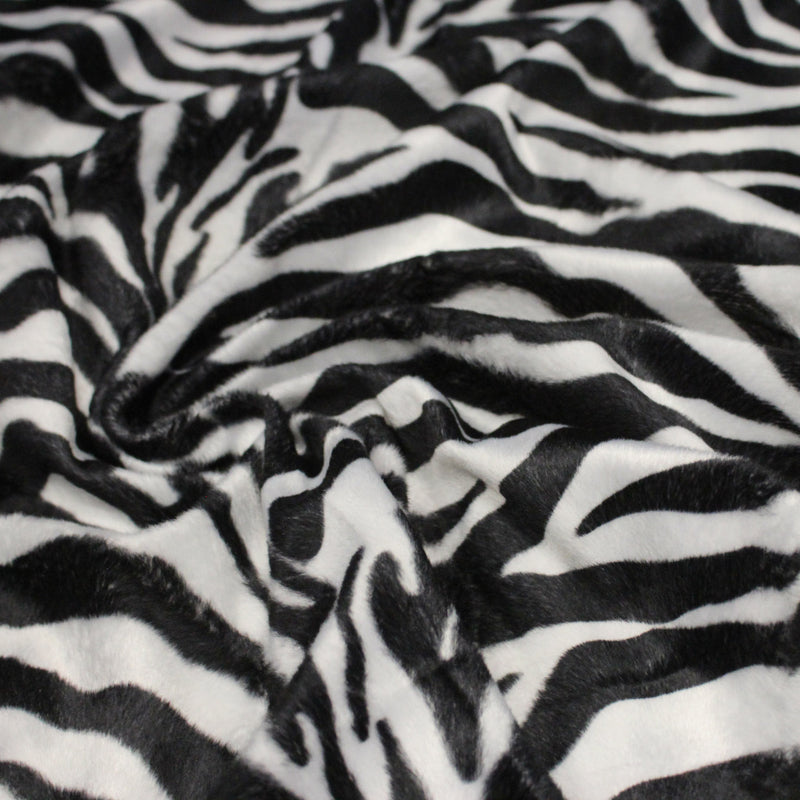 Tissu Velours imprimé motif ZEBRE : noir & blanc cassé - tissuspipi.com