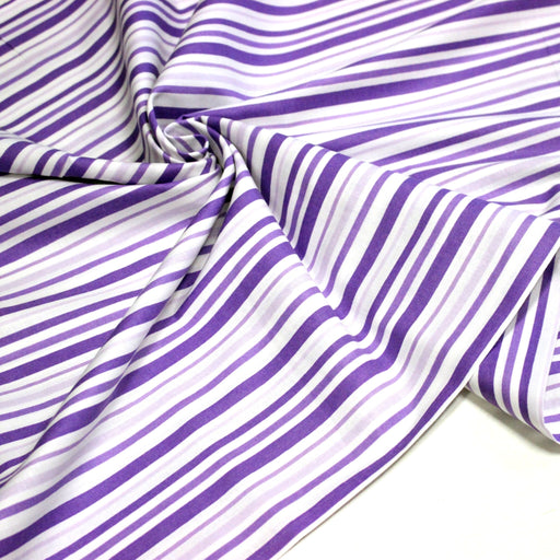 Tissu cotonnade aux rayures violettes, parme, blanches - tissuspipi.com
