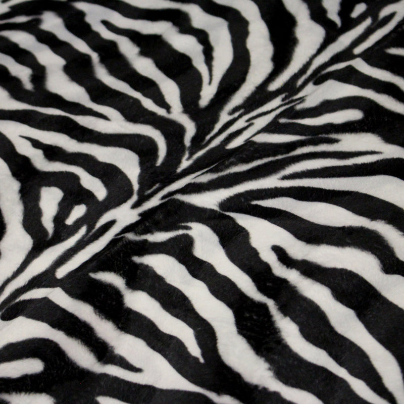 Tissu Velours imprimé motif ZEBRE : noir & blanc cassé - tissuspipi.com
