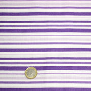 Tissu cotonnade aux rayures violettes, parme, blanches - tissuspipi.com