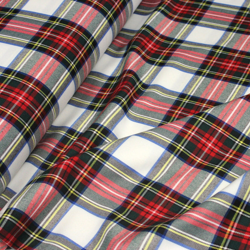Tissu habillement Tartan motif traditionnel rouge, blanc, jaune, noir et vert - OEKO - TEX - tissuspipi.com