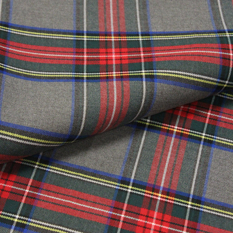 Tissu habillement Tartan motif traditionnel rouge, gris, jaune, noir et vert - OEKO - TEX® - tissuspipi.com
