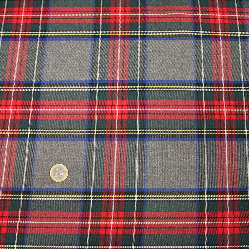Tissu habillement Tartan motif traditionnel rouge, gris, jaune, noir et vert - OEKO - TEX® - tissuspipi.com