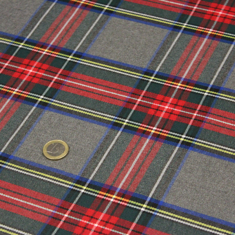 Tissu habillement Tartan motif traditionnel rouge, gris, jaune, noir et vert - OEKO - TEX® - tissuspipi.com