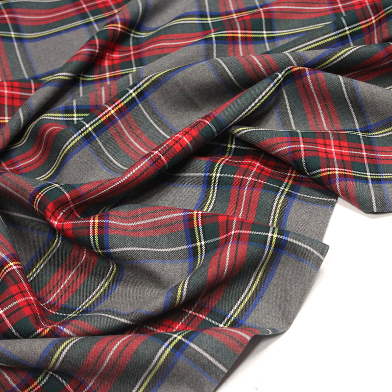 Tissu habillement Tartan motif traditionnel rouge, gris, jaune, noir et vert - OEKO - TEX® - tissuspipi.com