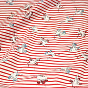 Tissu popeline coton, roller quad / patins à roulette & rayures blanches et rouges - tissuspipi.com
