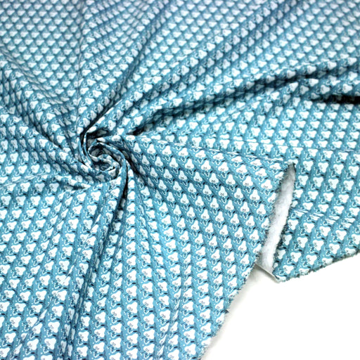 Tissu popeline coton, fleurs stylisées vert céladon et blanc - tissuspipi.com