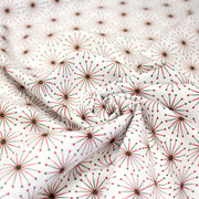 Tissu de Noël cotonnade aux étoiles vertes et rouges, fond blanc - tissuspipi.com