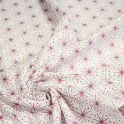 Tissu de Noël cotonnade aux étoiles bleu ciel et rouges, fond blanc - tissuspipi.com