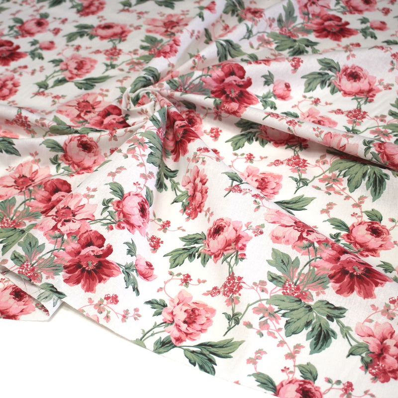 Tissu cotonnade ROSEWOOD, motif britannique fleuri, nombreuses couleurs - OEKO - TEX STANDARD 100 - tissuspipi.com