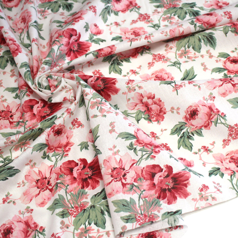 Tissu cotonnade ROSEWOOD, motif britannique fleuri, nombreuses couleurs - OEKO - TEX STANDARD 100 - tissuspipi.com