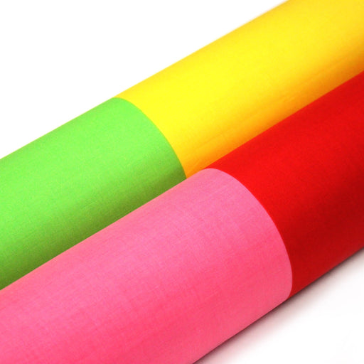 Tissu cotonnade bicolore uni : moitié jaune/moitié verte ou moitié rose/moitié rouge - tissuspipi.com