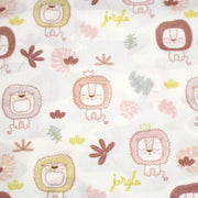 Tissu cotonnade, blanc motif tropical enfant aux têtes de lion dessinées - STANDARD 100 OEKO - TEX - tissuspipi.com