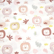 Tissu cotonnade, blanc motif tropical enfant aux têtes de lion dessinées - STANDARD 100 OEKO - TEX - tissuspipi.com