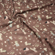 Tissu cotonnade, les animaux à la ferme, fond marron, collection AUTOMNE - STANDARD 100 OEKO - TEX - tissuspipi.com