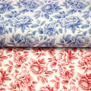 Tissu cotonnade HAMPTON BLOOM, motif britannique fleuri bleu ou rose - OEKO - TEX STANDARD 100 - tissuspipi.com