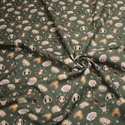 Tissu cotonnade vert anglais aux têtes de jolis chiens, collection AUTOMNE - STANDARD 100 OEKO - TEX - tissuspipi.com