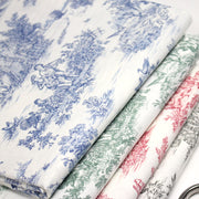 Tissu coton renforcé TOILE DE JOUY grande largeur 280cm : bleu, rouge, vert, gris - OEKO - TEX - tissuspipi.com