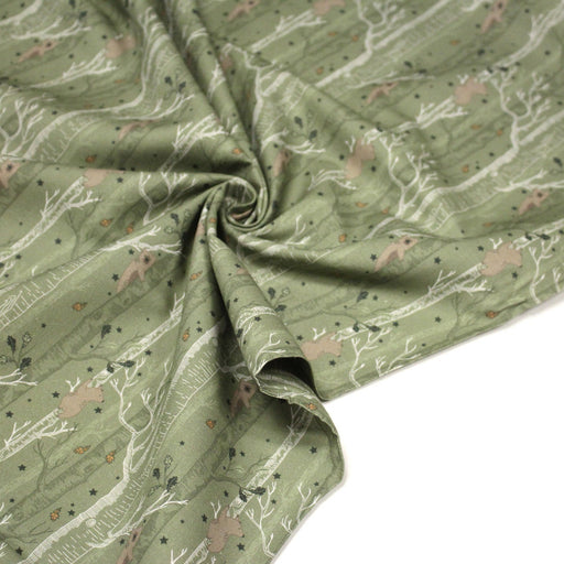 Tissu cotonnade vert aux ours dans les arbres, collection AUTOMNE - STANDARD 100 OEKO - TEX - tissuspipi.com