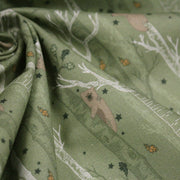 Tissu cotonnade vert aux ours dans les arbres, collection AUTOMNE - STANDARD 100 OEKO - TEX - tissuspipi.com