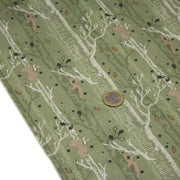 Tissu cotonnade vert aux ours dans les arbres, collection AUTOMNE - STANDARD 100 OEKO - TEX - tissuspipi.com