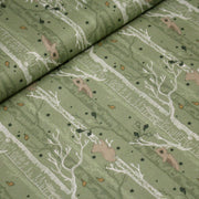 Tissu cotonnade vert aux ours dans les arbres, collection AUTOMNE - STANDARD 100 OEKO - TEX - tissuspipi.com