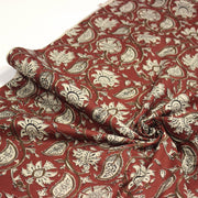 Tissu coton fin imprimé INDIENNES rouge aux fleurs traditionnelles indiennes ocres et écrues - tissuspipi.com