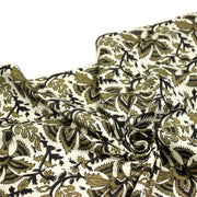 Tissu coton fin imprimé INDIENNE écru aux fleurs traditionnelles indiennes ocres et noires - tissuspipi.com