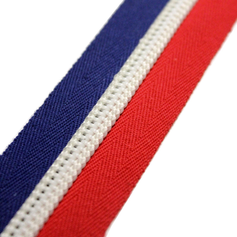 Fermeture à glissière séparable 55cm tricolore bleu blanc rouge - Fabrication française - tissuspipi.com
