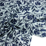 Tissu coton fin imprimé INDIENNE bleu ciel aux fleurs traditionnelles indiennes bleu Prusse - tissuspipi.com