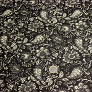 Tissu coton fin imprimé INDIENNES noir aux fleurs traditionnelles indiennes noires et écrues - tissuspipi.com