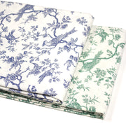 Tissu coton TOILE DE JOUY AUX MESANGES : bleu, vert - OEKO - TEX - tissuspipi.com