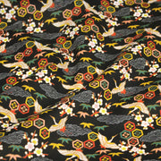 Tissu cotonnade NIGITA, motif japonais des grues : noir, bleu, rose, rouge - OEKO - TEX - tissuspipi.com