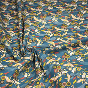 Tissu cotonnade NIGITA, motif japonais des grues : noir, bleu, rose, rouge - OEKO - TEX - tissuspipi.com
