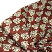 Tissu coton fin imprimé INDIENNES rouge rouille aux fleurs indiennes écrues et noires - tissuspipi.com