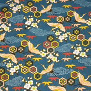Tissu cotonnade NIGITA, motif japonais des grues : noir, bleu, rose, rouge - OEKO - TEX - tissuspipi.com