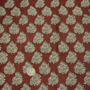 Tissu coton fin imprimé INDIENNES rouge rouille aux fleurs indiennes écrues et noires - tissuspipi.com