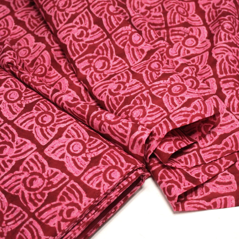 Tissu coton fin imprimé INDIENNES, rose fuchsia aux fleurs géométriques roses – STANDARD 100 OEKO - TEX - tissuspipi.com